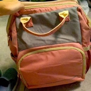 Pink and Gray Heather Diaper Bag Backpack